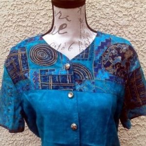 90's Vintage Authentics Bright Tribal-Print Shirt
